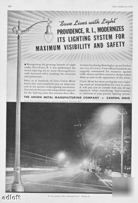 1938 street lightis providence, r.i. union metal ad