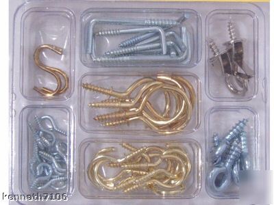 New hooks home assortment pack nickle brass gold 50 pc