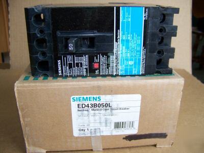 New siemens ED43B050 3POLE 50AMP 480V circuit breaker 