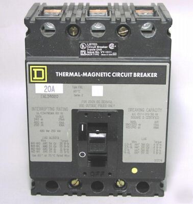 Square d FAL34020 circuit breaker 3P/480V/20A lnc