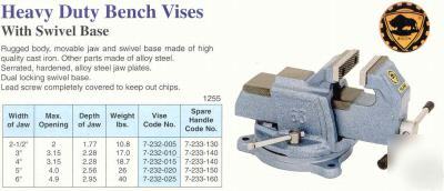 Bison heavy duty bench vise with swivel base 3