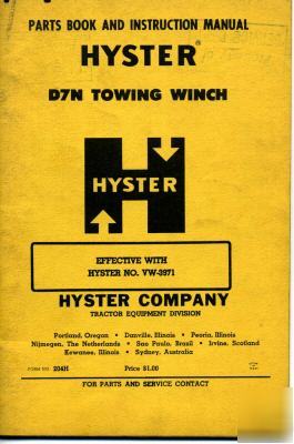 1 book for manual hyster D7N towing winch a 1A 