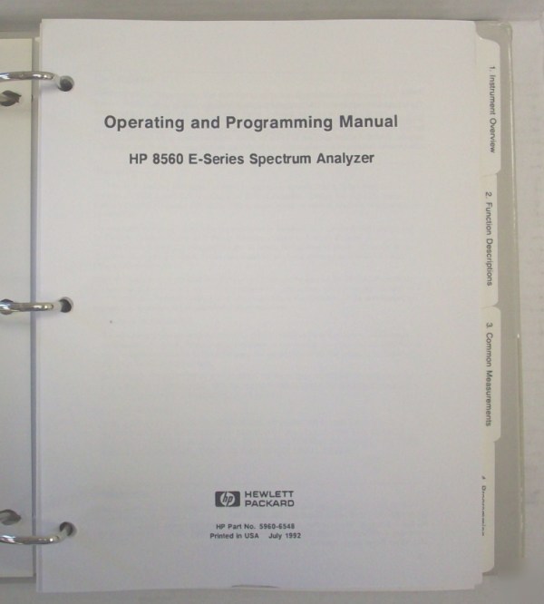 Hp 8560E operating and programming manual - $5 shipping