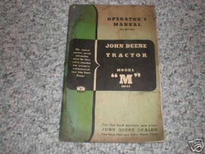 John deere m tractor operator manual vintage rare 2 cyl
