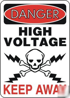 Large metal safety sign danger high voltage 1453