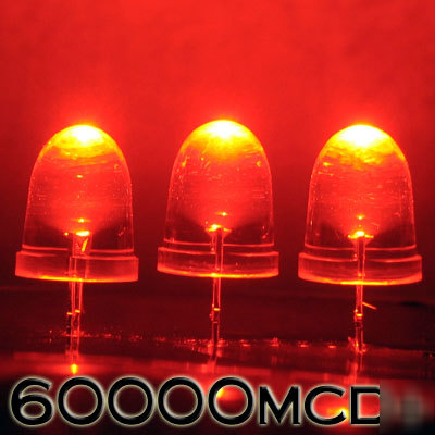Red led set of 1000 super bright 10MM 60000MCD+ f/r