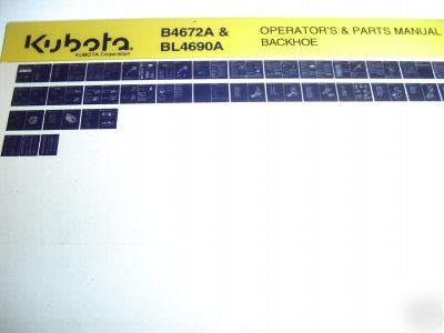 Kubota B4672A BL4690A backhoe parts catalog microfiche
