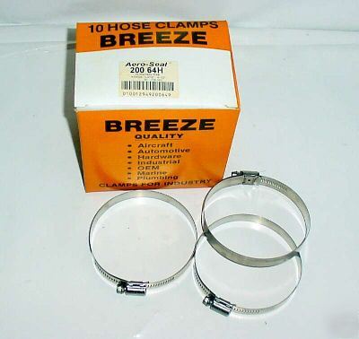 10 breeze hose clamps stainless steel 3-9/16