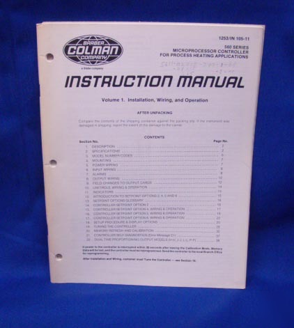Barber colman 560 series instruction manual