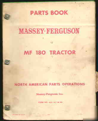 Massey-ferguson mf 180 tractor parts book 1967
