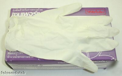 * boxed powdered latex disposable gloves - size large