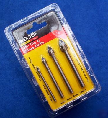4 piece tungsten carbide tipped tile & glass drill set
