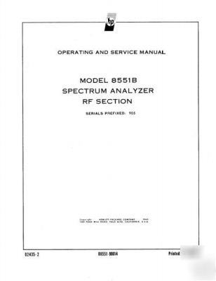 Agilent hp 8551B complete operation & service manual