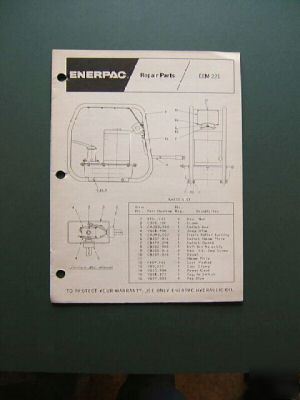 Enerpac eem-221 pump repair parts list manual