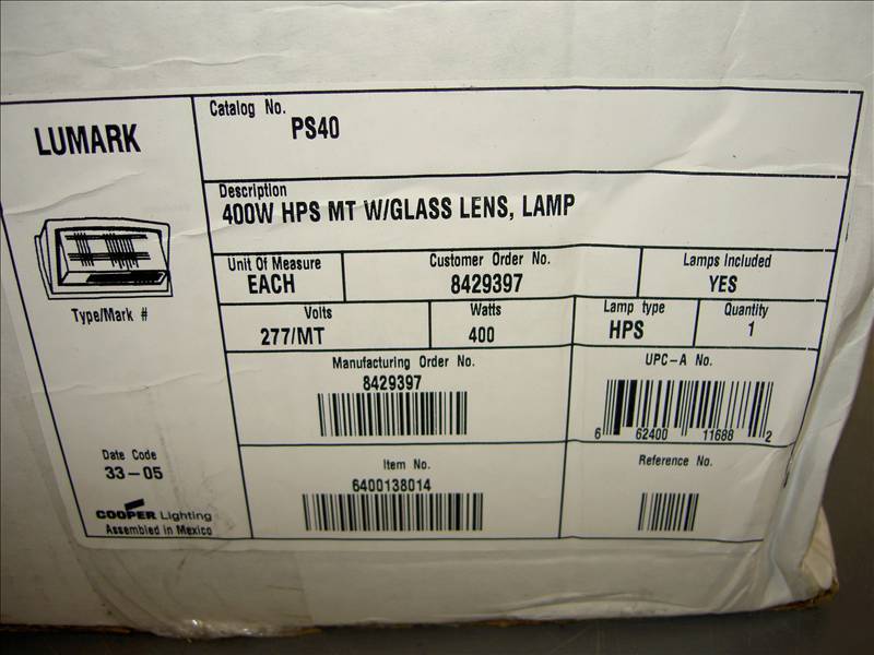  lumark PS40 400W wall mount security light