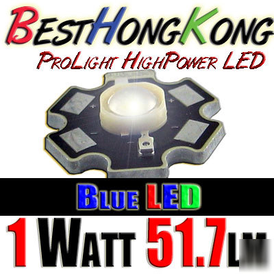 High power led set of 500 prolight 1W blue 51.7 lumen