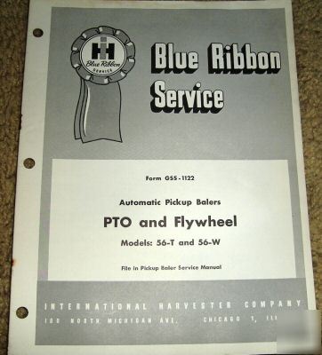 Ih 56T & 56W baler pto & flywheel service manual book