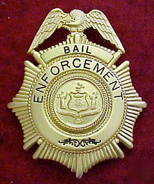Bail enforcement bounty hunter badge 10 k gold plated