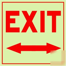 Exit sign glow in the dark exit sign with 2 way arrow