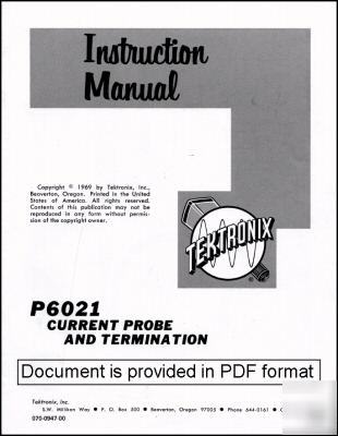 Tek P6021 probe instruction manual 070-0947-00