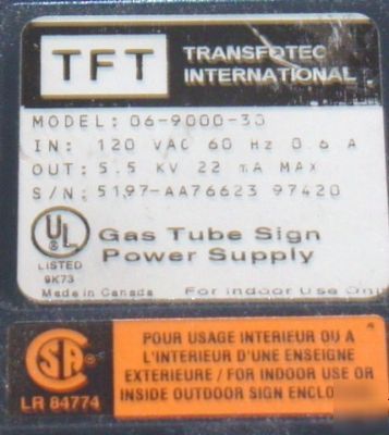 Transfotec 5.5KV gas neon tube sign power supply 