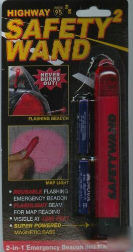 Highway auto emergency safety wand with magnetic base