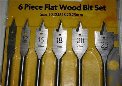 6 piece flat wood bit set tools, carpenters, woodwork