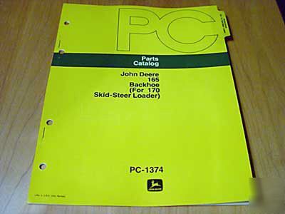 John deere 165 backhoe parts manual catalog jd oem 170