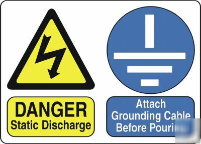 Large metal safety sign danger static discharge 1451