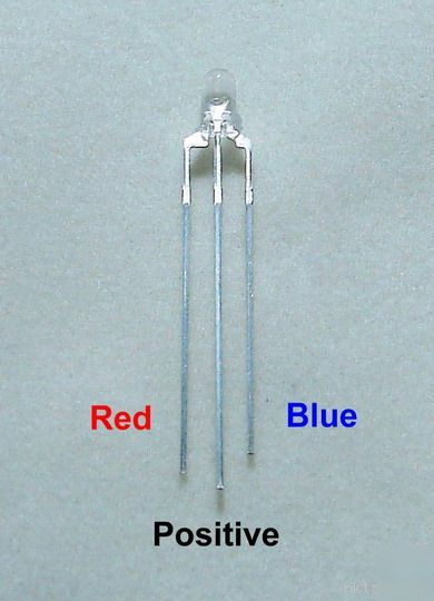 50X blue / red 3MM 3 lead led bulb free resistors