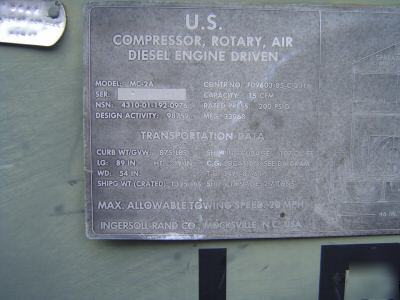 Ingersoll-rand mc-2A, MC2A diesel air compressor