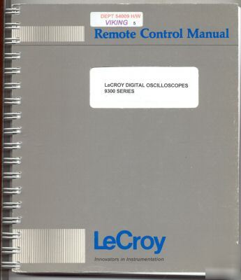 Lecroy 9300 series remote control manual