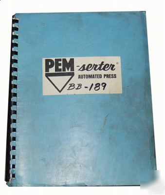 Pem-serter model bb press operation manual 