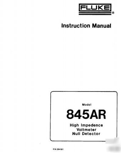 Fluke 845AR voltmeter partial op & service manual