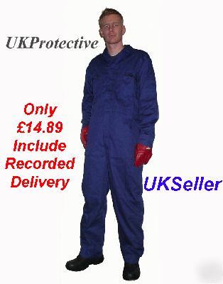 Navy zip front boiler suit, overall, workwear - xl 