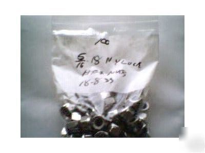100 5/16-18 stainless steel nylock hex nuts 