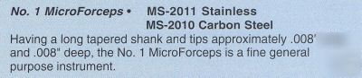 Circon ms-2010 microforceps, dumont #1