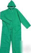 Green waterproof pvc hooded coverall - size xl
