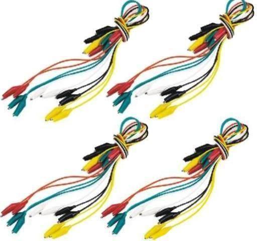 20 alligator clip test leads ~ jumper cable multi-color