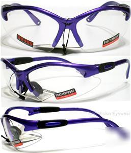 Cougar clear lens dark purple frame safety glasses Z87