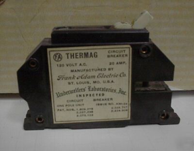 Frank adam electric co. thermag breaker 20 amp 1 pole