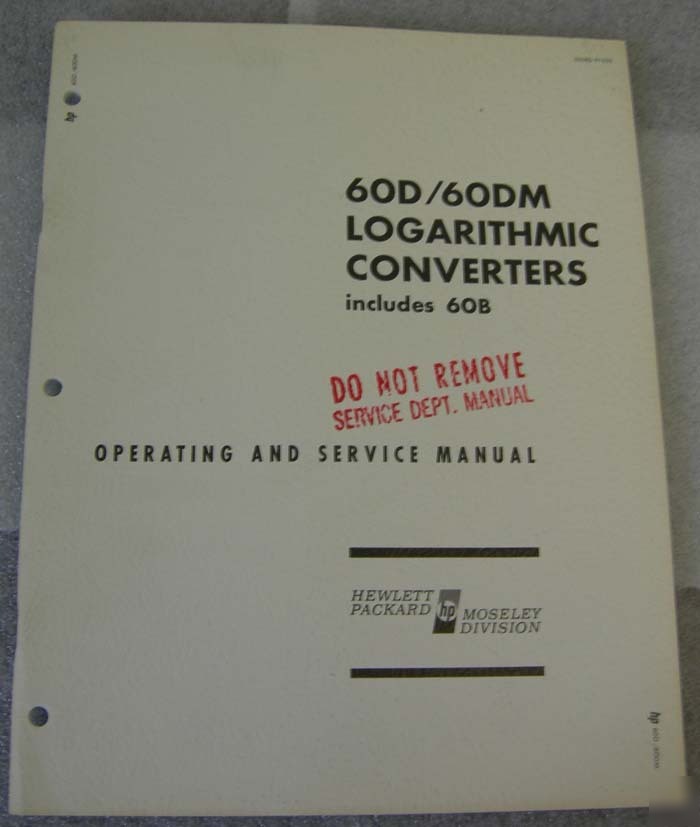Hp 60D / 60DM logarithmic converters manual