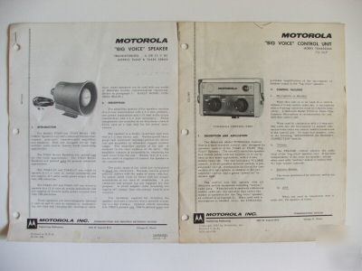 Motorola TU449/TU450 speaker, TCN6023AA control manual 