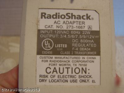 Radio shack 273-1667 3 12 volt universal adaptor #21