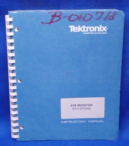 Tektronix 634 monitor w/options manual w/ schematics