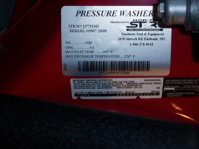 Northstar hot water/steam pressure washer