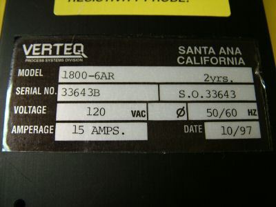 Verteq resistivity monitor 1800-6AR