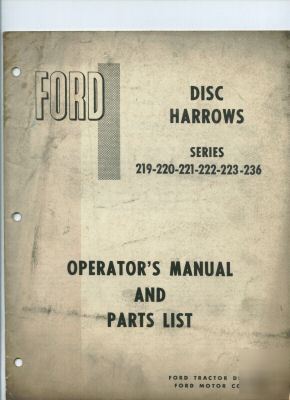 Ford tractor 219, 220, 221, 222,223 disc harrow manual 