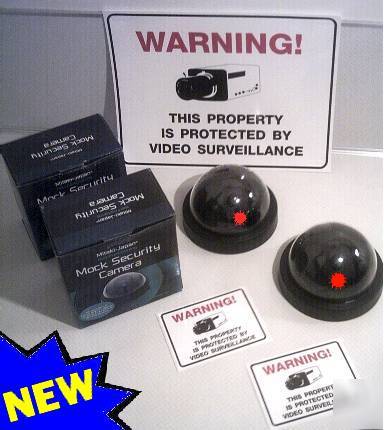 Mixed lot of cctv fake dome spy security camera+signage