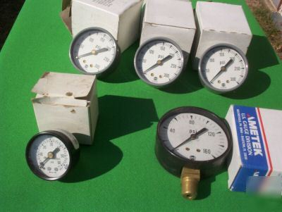 New lot 5 us gauge pressure gauges 300, 160 & 60 psi